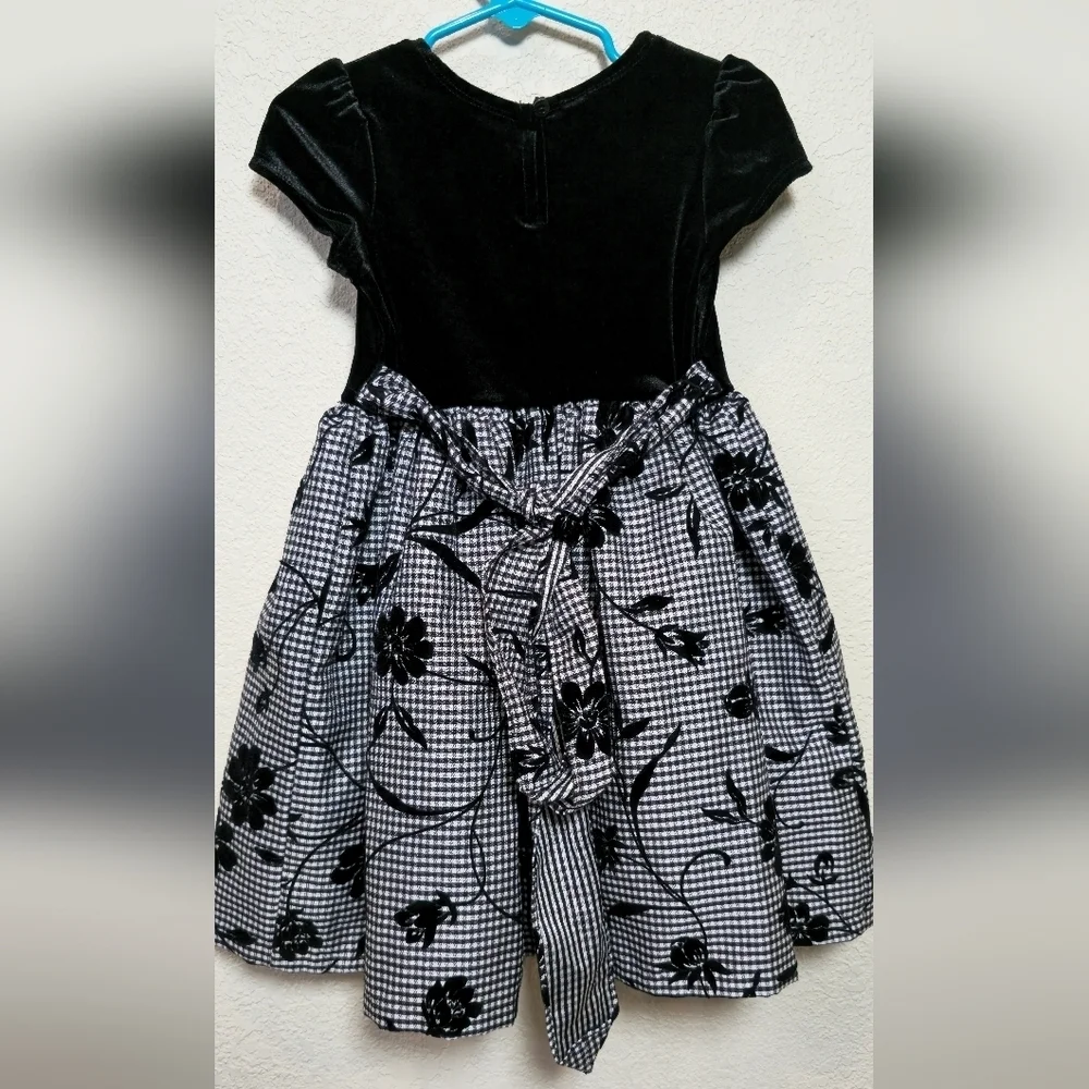 Marinellata  Dress Toddler Girls Size 3T Holiday Black White Velvet Bow Lined